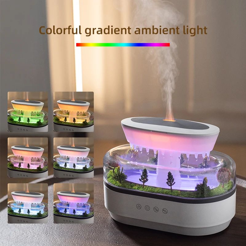 GlowRain™ – Humidificador Aromático con Luz Ambiental y Ruido Blanco
