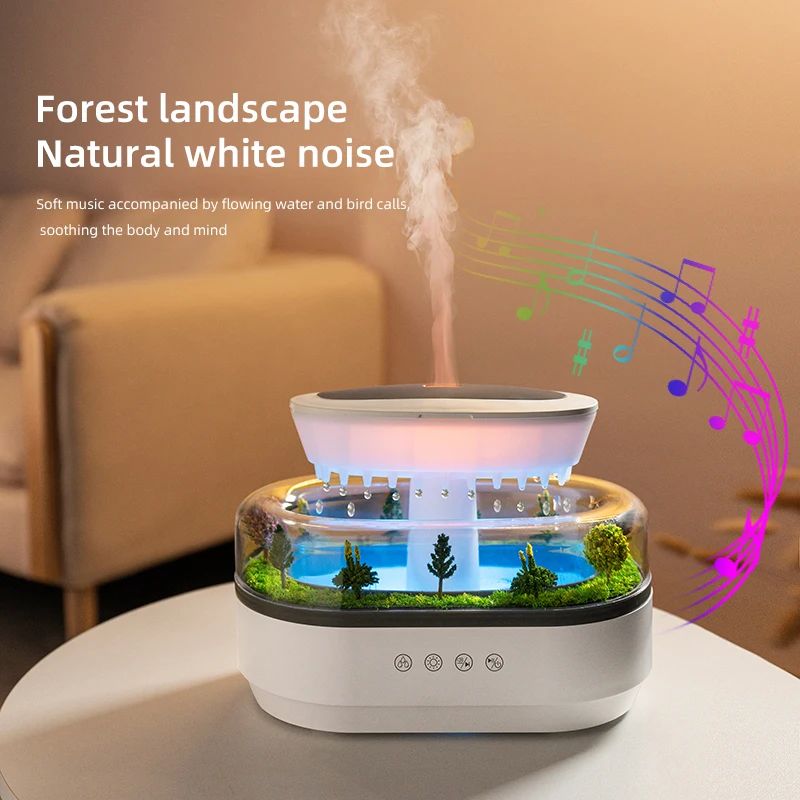 GlowRain™ – Humidificador Aromático con Luz Ambiental y Ruido Blanco